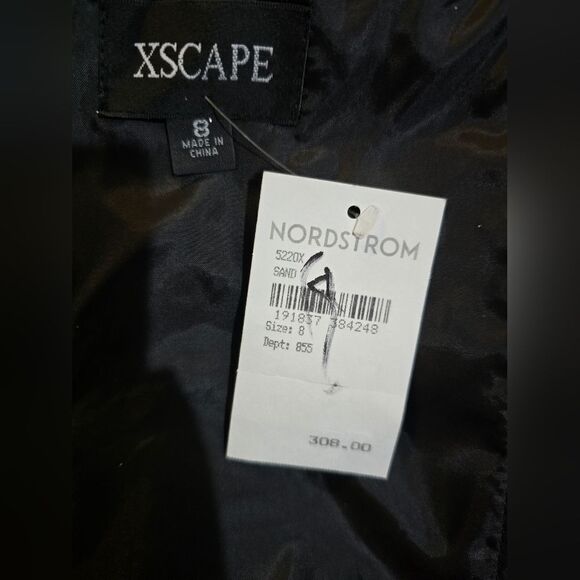 Xscape Estelle Off The Shoulder Long Glitter Dress NWT size 8 Gold - Picture 5 of 5